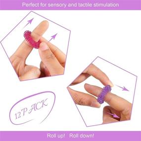 img 2 attached to 💆 Silent Stress Relief and Sensory Massager Set: 12 Spiky Finger Rings for Teens and Adults in Purple, Orange, and Rose Red