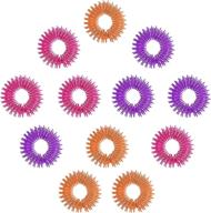 💆 silent stress relief and sensory massager set: 12 spiky finger rings for teens and adults in purple, orange, and rose red логотип