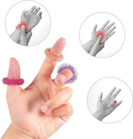 img 1 attached to 💆 Silent Stress Relief and Sensory Massager Set: 12 Spiky Finger Rings for Teens and Adults in Purple, Orange, and Rose Red