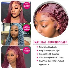 img 1 attached to 26 Inch Pizazz 99J Burgundy Deep Wave Human Hair Lace Front Wig Pre Plucked 13X4 HD Transparent Lace Frontal With Baby Hair 180 Density For Black Women
