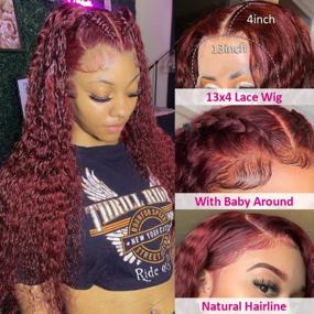 img 2 attached to 26 Inch Pizazz 99J Burgundy Deep Wave Human Hair Lace Front Wig Pre Plucked 13X4 HD Transparent Lace Frontal With Baby Hair 180 Density For Black Women