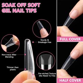 img 2 attached to 240PCS Soft Gel Full Cover Nail Tips, 12 Sizes Clear Gel Nail Tips Long Coffin Gelly Tips With Case For Press On Nail Extension DIY Manicure Soak Off (Long Coffin)