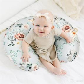 img 1 attached to 🌸 GRSSDER Nursing Pillow Cover: Stretchy Minky Slipcover for Breastfeeding Pillows with Watercolor Floral Pattern - Ultra Soft Comfort for Baby Girl