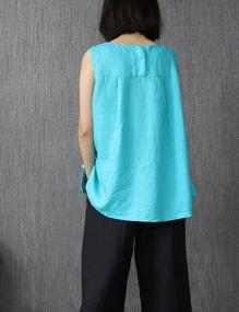 img 1 attached to Summer Ready: Women'S Sleeveless Linen Tops - Casual Blouses By IXIMO