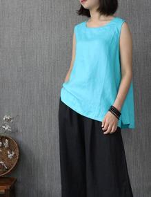 img 2 attached to Summer Ready: Women'S Sleeveless Linen Tops - Casual Blouses By IXIMO