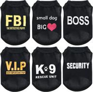 🐶 summer casual 6 pack black dog shirt puppy clothes: trendy security print vest for small dog boy, ideal for chihuahua, yorkies, small dog cat - fashion outfits included логотип