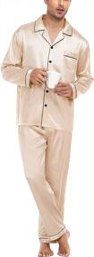 img 3 attached to Soft And Luxurious Men'S Silk Satin Pajamas With Long Sleeves And Button-Down Closure - Perfect Loungewear For Sleep And Relaxation