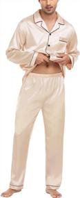 img 2 attached to Soft And Luxurious Men'S Silk Satin Pajamas With Long Sleeves And Button-Down Closure - Perfect Loungewear For Sleep And Relaxation
