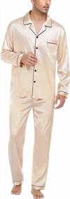 img 1 attached to Soft And Luxurious Men'S Silk Satin Pajamas With Long Sleeves And Button-Down Closure - Perfect Loungewear For Sleep And Relaxation