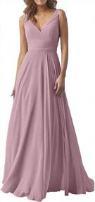 img 4 attached to YUSHENGSM Women'S V-Neck Bridesmaid Dresses Long Formal Prom Gown A-Line Chiffon Party Skirt
