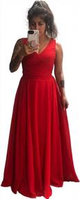 img 2 attached to YUSHENGSM Women'S V-Neck Bridesmaid Dresses Long Formal Prom Gown A-Line Chiffon Party Skirt