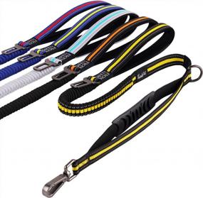 img 4 attached to Traffic Control Double Handle Dog Leash From ThinkPet - Heavy Duty Comfortable Padded Bungee Leash With Reflective Material And Car Seat Belt For No-Pull Training And Walking Medium To Large Dogs
