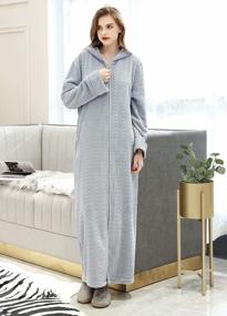 img 1 attached to Оставайтесь уютными и стильными с длинным халатом с капюшоном Artfasion для женщин - молния спереди, полная длина пижамы