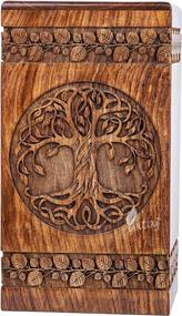 img 4 attached to INTAJ Handmade Rosewood Urn For Human Ashes - Adult Tree Of Life Wooden Urns Hand-Crafted - Celtic Funeral Cremation Urn For Dogs Engraved (Rosewood, Small - 8Hx4.75W (115 Cu/In))