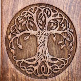 img 1 attached to INTAJ Handmade Rosewood Urn For Human Ashes - Adult Tree Of Life Wooden Urns Hand-Crafted - Celtic Funeral Cremation Urn For Dogs Engraved (Rosewood, Small - 8Hx4.75W (115 Cu/In))