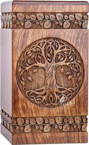 img 3 attached to INTAJ Handmade Rosewood Urn For Human Ashes - Adult Tree Of Life Wooden Urns Hand-Crafted - Celtic Funeral Cremation Urn For Dogs Engraved (Rosewood, Small - 8Hx4.75W (115 Cu/In))