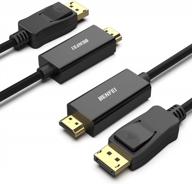 benfei 6ft displayport to hdmi male-to-male adapter cable (2 pack) - gold plated cord compatible with lenovo, hp, asus, dell and other brands logo