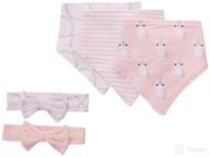 🦄 hudson baby cotton bib and headband set for unisex baby - pink unicorn, one size логотип