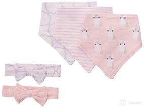 img 3 attached to 🦄 Hudson Baby Cotton Bib and Headband Set for Unisex Baby - Pink Unicorn, One Size