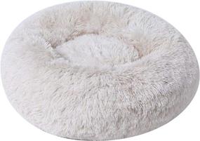 img 4 attached to BinetGo Calming Cat and Dog Bed - 20/24/32 inches - Black/Pink/Beige - Original Calming Donut Cat and Dog Bed in Shag Fur - Machine Washable - Anti Slip Waterproof Bottom