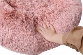 img 1 attached to BinetGo Calming Cat and Dog Bed - 20/24/32 inches - Black/Pink/Beige - Original Calming Donut Cat and Dog Bed in Shag Fur - Machine Washable - Anti Slip Waterproof Bottom