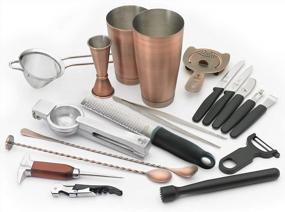 img 4 attached to Antique Copper 19-Piece Deluxe Cocktail Set (M37102ACP) By Barfly - Perfect For Bartenders And Home Mixologists