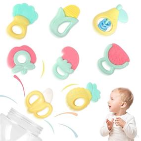 img 4 attached to 👶 Aumuko 8PCS Baby Rattles Toys for 0-12 Month Boys Girls, Early Developmental Sensory Toys for Babies, Gift Set with Infant Teether Shakers and Grab Toys