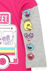 img 1 attached to 👧 Sesame Street Elmo and Friends Girls' Pink/Grey Long Sleeve Graphic Tee Shirt