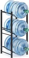 detachable stainless steel water jug holder rack - 3-tier water storage organizer for 5 gallon water bottle dispenser stand - heavy duty stackable shelf for office kitchen lobby foyer - black логотип