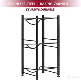 img 2 attached to Detachable Stainless Steel Water Jug Holder Rack - 3-Tier Water Storage Organizer for 5 Gallon Water Bottle Dispenser Stand - Heavy Duty Stackable Shelf for Office Kitchen Lobby Foyer - Black