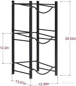 img 3 attached to Detachable Stainless Steel Water Jug Holder Rack - 3-Tier Water Storage Organizer for 5 Gallon Water Bottle Dispenser Stand - Heavy Duty Stackable Shelf for Office Kitchen Lobby Foyer - Black