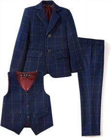 img 4 attached to 3-Piece Boys' Formal Dress Suit Set With Blazer, Vest, And Pants For Parties By YuanLu