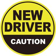 🚗 geekbear new driver magnet for car - yellow/black - student driver magnet - new driver bumper safety sign - rookie novice driver magnet and decals - be patient vehicle sticker (1 pack) - enhanced seo logo