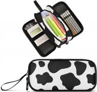 organize in style with xuwu cow print pencil case - 3 compartments and big storage for school and makeup supplies for teens logo