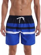 qranss navy/blue men's quick-dry beach shorts swim trunks - medium size (34-36 waist) logo