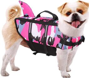 img 3 attached to Camo Dog Life Jacket - Ripstop Floatation Vest with Rescue Handle & Shark Fin for Small, Medium, and Large Dogs - Safeguarding Pets during Swimming