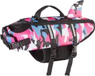 camo dog life jacket - ripstop floatation vest with rescue handle & shark fin for small, medium, and large dogs - safeguarding pets during swimming логотип