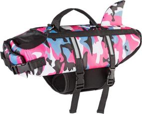 img 4 attached to Camo Dog Life Jacket - Ripstop Floatation Vest with Rescue Handle & Shark Fin for Small, Medium, and Large Dogs - Safeguarding Pets during Swimming