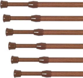 img 4 attached to KXLife Oak Tension Rod Set - Includes 6 Cupboard Bars With Adjustable Length (22-35 Inches) For Curtains And More