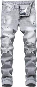 img 4 attached to Be Fashionable And Edgy With LZLER Mens Ripped Jeans - Perfect For A Distressed And Destroyed Look