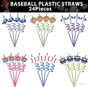 img 2 attached to 🎉 Baseball Party Favors: 24pcs Baseball Straws | Baseball Themed Decorations & Supplies | Reusable Plastic Straws for Baseball Birthday, Baby Shower, Sports Parties