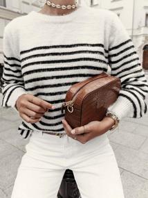 img 3 attached to Stay Chic And Comfy With Miessial'S Women'S Striped Long-Sleeve Sweater