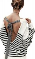 stay chic and comfy with miessial's women's striped long-sleeve sweater logo