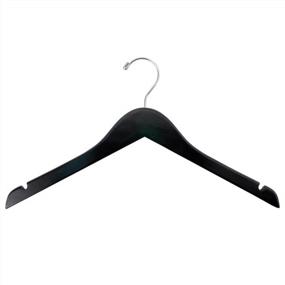 img 4 attached to NAHANCO 8217CHNOBARHU 17” Wooden Top Hanger, Flat With Notches, Chrome Hook, Black (Pack Of 25)