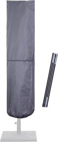 img 4 attached to Крышка зонтика патио 7-11 футов со стержнем, 600D защитная водонепроницаемая молния серого цвета - двухсторонняя 15 футов