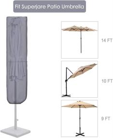 img 1 attached to Крышка зонтика патио 7-11 футов со стержнем, 600D защитная водонепроницаемая молния серого цвета - двухсторонняя 15 футов