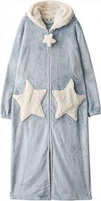 img 1 attached to Warm Up In Style: Flygo Women'S Fleece Robe With Zipper For Ultimate Comfort And Coziness