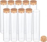 pack of 10 80ml clear glass test tubes with cork stopper - ideal for laboratory experiments, party favors, storing candy, spices and beads logo