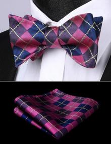 img 3 attached to Check Plaid Bow Tie And Handkerchief Set For Men'S Formal Attire And Weddings
