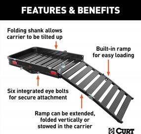 img 1 attached to CURT 18112 Black Aluminum Hitch Cargo Carrier with Ramp: 50 x 30-1/2-Inch, 2-in Folding Shank - Ultimate Versatility for Easy Travel